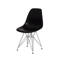 Cadeira Eiffel Eames Preta Base Cromada Sala Cozinha Jantar Cadeira Eiffel Eames Preta Base Cromada Sala Cozinha Jantar