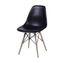 Cadeira Eiffel Eames Preta com Base em Madeira