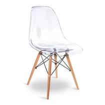 Cadeira Eiffel em Acrílico com Pés de Madeira RF3027 Mozaic Cadeira Eiffel em Acrílico com Pés de Madeira RF3027 Mozaic