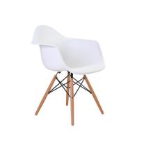 Cadeira Eiffel Pp Branco Base Madeira Com Braço Rivatti
