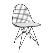 Cadeira Eiffel Sem Braços - Aramada - Cor Preta - Almofada Branca - shopshop