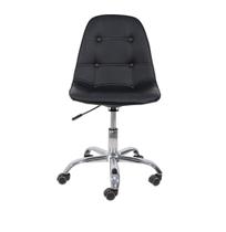 Cadeira Eiffel Sem Braços - Base Giratoria Cromada - Assento Botone Cor Preta