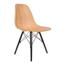 Cadeira Eiffel Sem Braços - Base Madeira Preta - Assento Polipropileno - Cor Madeira