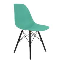 Cadeira Eiffel Sem Braços - Base Madeira Preta - Assento Polipropileno - Cor Verde Tiffany