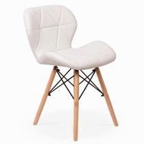 Cadeira Eiffel Slim Estofada material sintético Pés Palito Madeira Para Sala Escritório ou Jantar Branca Cadeira Eiffel Slim Estofada material sintético Pés Palito Madeira Para Sala Escritório ou Jantar Branca