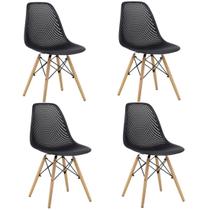 Cadeira Eloá Original Rivatti Releitura Charles Eames Eiffel Kit com 4 - Preto