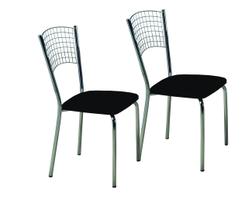 Cadeira em aço Lú 02 peças assento preto
