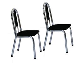 Cadeira em aço Veneza 02 peças assento preto