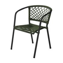 Cadeira em Corda Naútica Verde e Alumínio Preto Florence para Área Externa