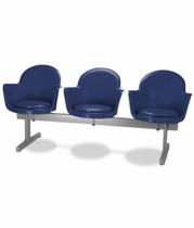 Cadeira em longarina 3 lugares Linha Polipropileno Moon Azul - Design Office