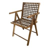 Cadeira em Madeira com Corda Náutica e Apoio de Braços