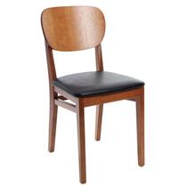 Cadeira em Madeira Lisboa Amêndoa com Assento Estofado material sintético Preto sem Braços Tramontina