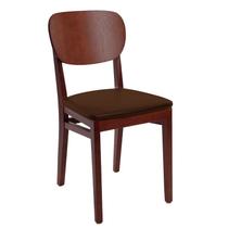 Cadeira em Madeira Lisboa Castanho Escuro com Assento Estofado material sintético Café sem Braços Tramontina