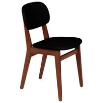 Cadeira em Madeira London Montado Amêndoa sem Braços com Estofado Preto Tramontina