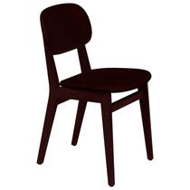 Cadeira em Madeira London Montado Castanho Escuro sem Braços com Estofado Café Tramontina