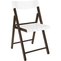 Cadeira em madeira tauarí cor tabaco e plástico branco - Potenza - Tramontina