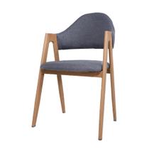 Cadeira em metal estofada em linho Suellen Sala Jantar Cinza Cadeira em metal estofada em linho Suellen Sala Jantar Cinza