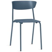 Cadeira Empilhável Fixa Atom F02 Base Aço Azul - Lyam Decor