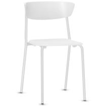 Cadeira Empilhável Fixa Atom F02 Base Aço Branco - Lyam Decor