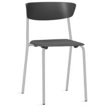 Cadeira Empilhável Fixa Atom F02 Base Aço Cinza Preto - Lyam Decor Cadeira Empilhável Fixa Atom F02 Base Aço Cinza Preto - Lyam Decor