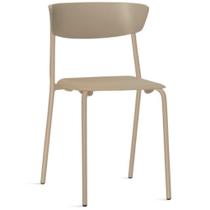 Cadeira Empilhável Fixa Atom F02 Base Aço Nude - Lyam Decor