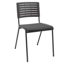 Cadeira Empilhável Fixa Escritório Multiuso Base Preta Kimi P03 Preto - Lyam Decor Cadeira Empilhável Fixa Escritório Multiuso Base Preta Kimi P03 Preto - Lyam Decor