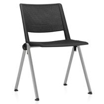 Cadeira Empilhável Fixa Lift F02 Base Aço Cinza Preto - Lyam Decor