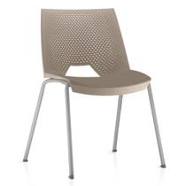Cadeira Empilhável Fixa Liked F02 Base Aço Cinza Nude - Lyam Decor Cadeira Empilhável Fixa Liked F02 Base Aço Cinza Nude - Lyam Decor