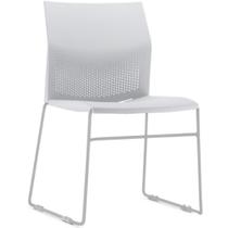 Cadeira Empilhável Fixa Link F02 Base Aço Cinza Branco - Lyam Decor