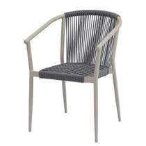 Cadeira Empilhável Oliveta Rivatti 57 cm (Largura) Estrutura em Alumínio Areia e Corda Náutica Cinza Cadeira Empilhável Oliveta Rivatti 57 cm (Largura) Estrutura em Alumínio Areia e Corda Náutica Cinza