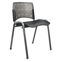 Cadeira Empilhável Plástica Cinza Anatômica Base Prata 10 Unidades - ULTRA Móveis