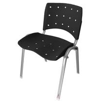 Cadeira Empilhável Plástica Preta Anatômica Base Prata 5 Unidades - ULTRA Móveis - Ultra Móveis Corporativo