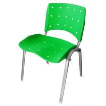 Cadeira Empilhável Plástica Verde Anatômica Base Prata 10 Unidades - ULTRA Móveis