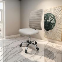 Cadeira Ergonômica Bege De Escritório Office Secretaria NR17 Pistão a Gás Cromada Giratória Com Rodinha