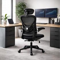 Cadeira Ergonômica Escritório Premium com Apoio Lombar e Cabeça Ajustável, Suporta 130kg,Pistão Classe 3, Espuma D45 ,Conforto para Home Office