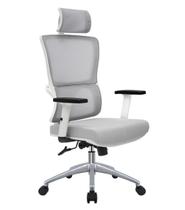 Cadeira Ergonômica Escritório Presidente Ajustável Alta de Tela Corrige Postura NR17 Premium S Top Seat Branca e Cinza