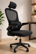 Cadeira Ergonômica Escritório SM706 Preta Tela Mesh Home Office