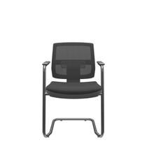 Cadeira Escritório Aproximação Interlocutor Fixa Brizza Plaxmetal Estrutura S Preta Assento Poliéster Encosto Tela Preto