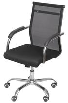 Cadeira Escritorio Basic Baixa Tela Preta com Base Cromada - 50032