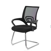 Cadeira Escritório Basic Diretor Fixa Interlocutor Aproximação Tela Mesh Preta Base Cromada