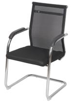 Cadeira Escritorio Basic Fixa Tela Preta com Base Cromada - 50034 - Sun House