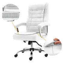 Cadeira Escritório Big Presidente Branca Mola Ensacada Base Giratória Cromada Altura Ajustável