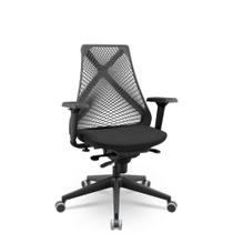 Cadeira Escritório Bix X+ Presidente Slider Pu Poliéster Preto Plaxmetal
