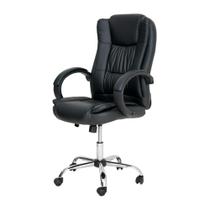 Cadeira Escritório Boss Presidente Preta Base Giratória Crom - Waw Design Cadeira Escritório Boss Presidente Preta Base Giratória Crom - Waw Design