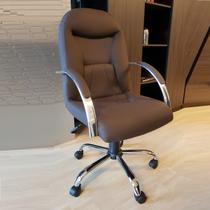 Cadeira Escritório Day Presidente Giratória Cromada Reclínio Rodas Anti Risco