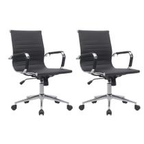 Cadeira Escritório Diretor Eames em Couro - Preta Cadeira Escritório Diretor Eames em Couro - Preta