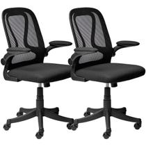 Cadeira Escritório Diretor Preta Giratória Tela Mesh Kit 02 Cadeira Escritório Diretor Preta Giratória Tela Mesh Kit 02