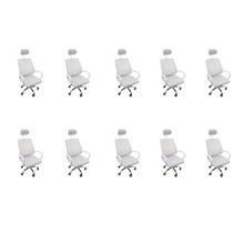 Cadeira Escritório Diretor Tela Mesh Com Encosto + E-book - Branco - 10