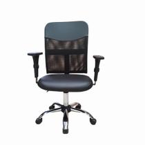 Cadeira Escritório Ergonômica Apoio Lombar Tela Mesh Cor Preta Giratória Home Office NR17 Executiva Secretaria Diretor Com Rodinhas