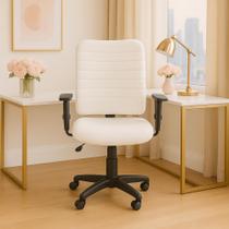 Cadeira Escritório Ergonômica Branca NR17 Giratória Executiva Home Office Braços Reguláveis Rodízios